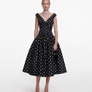 Self-Portrait Black Cotton Midi Dress